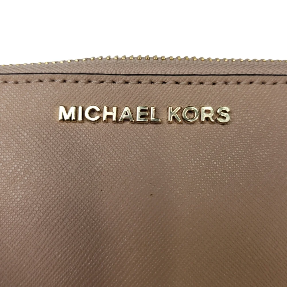 MICHAEL Michael Kors Jet Set Travel Saffiano Leather Wristlet Pouch Nude Beige